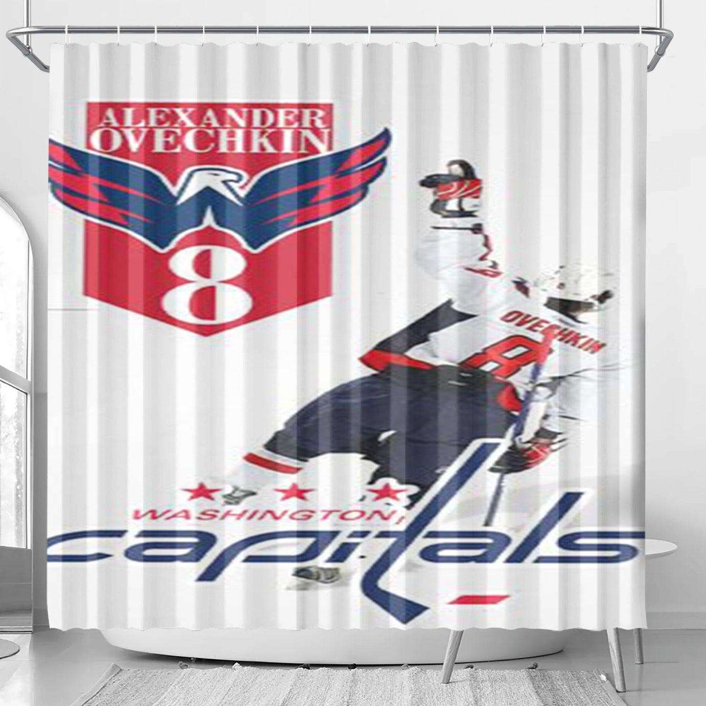 washington capitals alex ovechkin Bathroom Shower Curtain Fabric Waterproof | 66 X 72 Inch