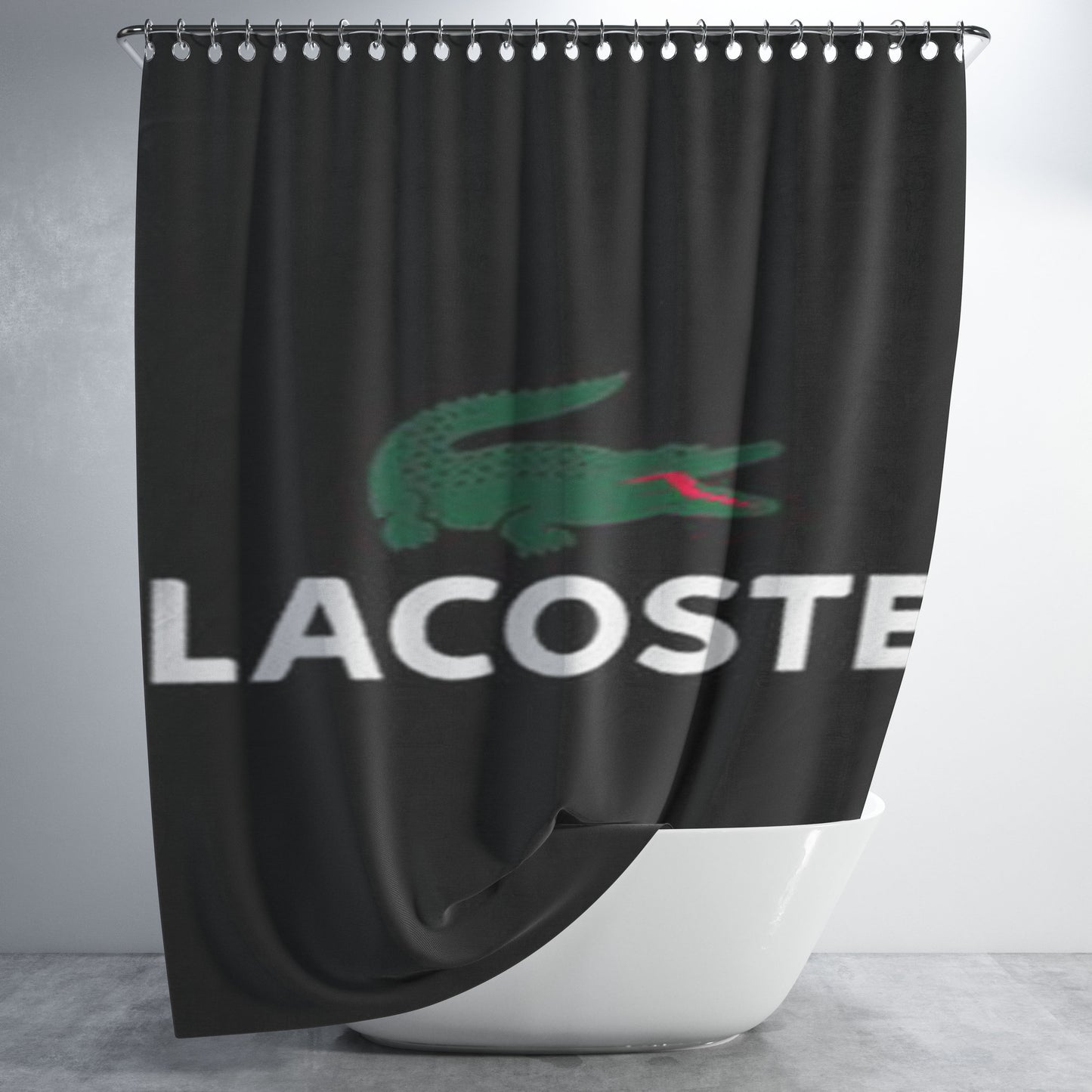 Lacoste Logo Bathroom Shower Curtain Fabric Waterproof | 66 X 72 Inch