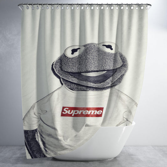 Black White Kermit  Supreme Bathroom Shower Curtain Fabric Waterproof | 66 X 72 Inch