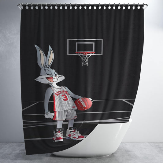 Bugs Bunny Supreme Basket Bathroom Shower Curtain Fabric Waterproof | 66 X 72 Inch
