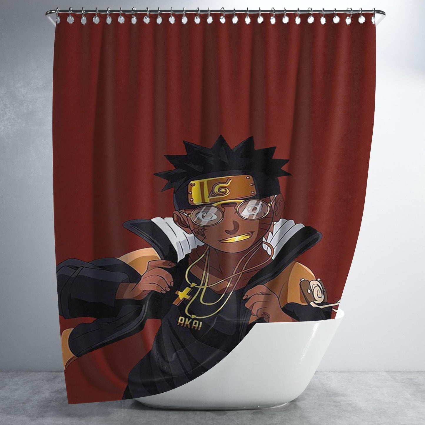 Cool Dark Naruto Akai Supreme Bathroom Shower Curtain Fabric Waterproof | 66 X 72 Inch