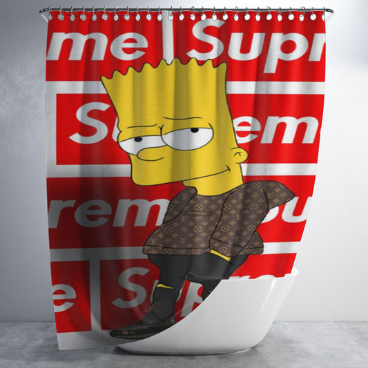Cool Supreme Cartoon Bathroom Shower Curtain Fabric Waterproof | 66 X 72 Inch