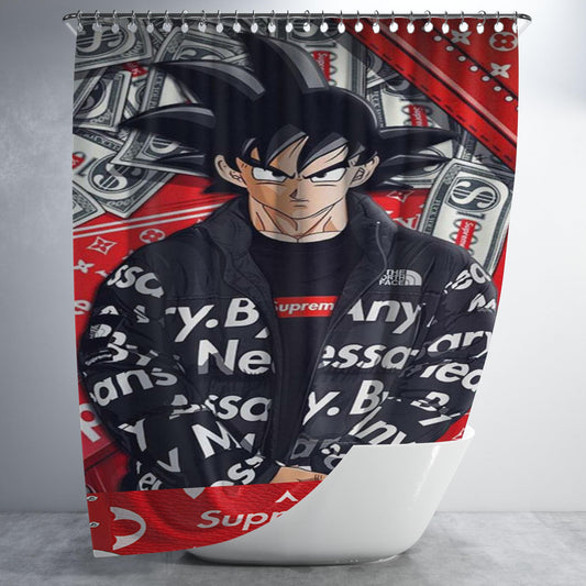 Goku In Supreme Louis Vuitton Mode Bathroom Shower Curtain Fabric Waterproof | 66 X 72 Inch