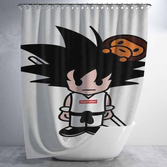 Goku Supreme Meets Bape Bathroom Shower Curtain Fabric Waterproof | 66 X 72 Inch