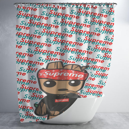 Groot Supreme Bathroom Shower Curtain Fabric Waterproof | 66 X 72 Inch