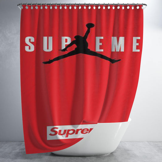 Jordan Supreme Red Bathroom Shower Curtain Fabric Waterproof | 66 X 72 Inch