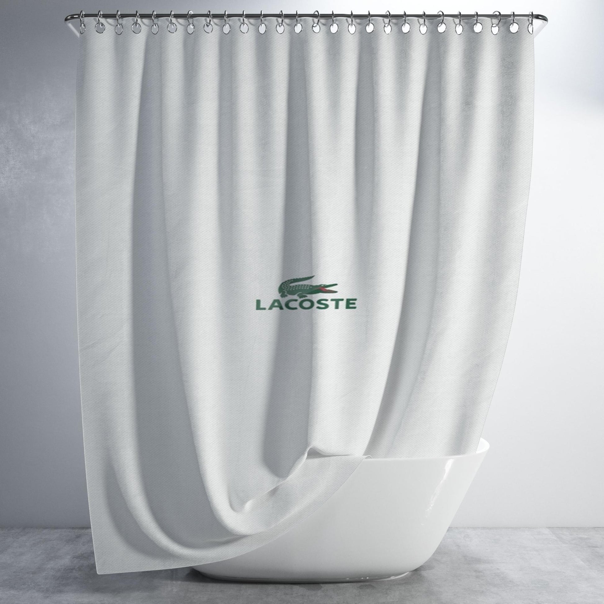Lacoste Crocodile Logo Bathroom Shower Curtain Fabric Waterproof | 66 X 72 Inch