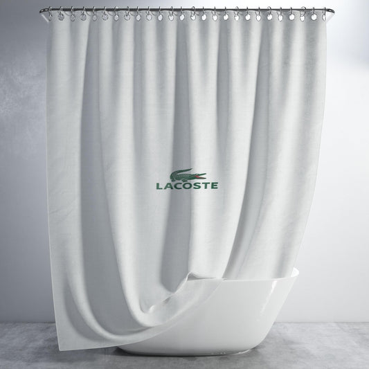 Lacoste Crocodile Logo Bathroom Shower Curtain Fabric Waterproof | 66 X 72 Inch