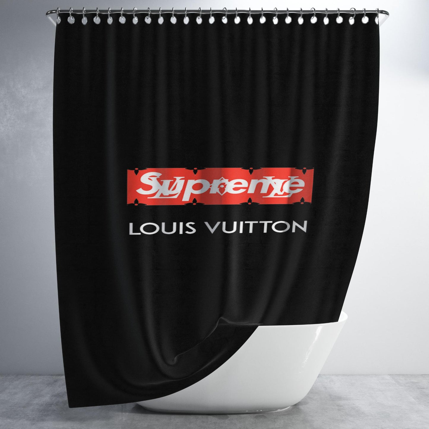 Louis Vuitton Supreme Simple Bathroom Shower Curtain Fabric Waterproof | 66 X 72 Inch