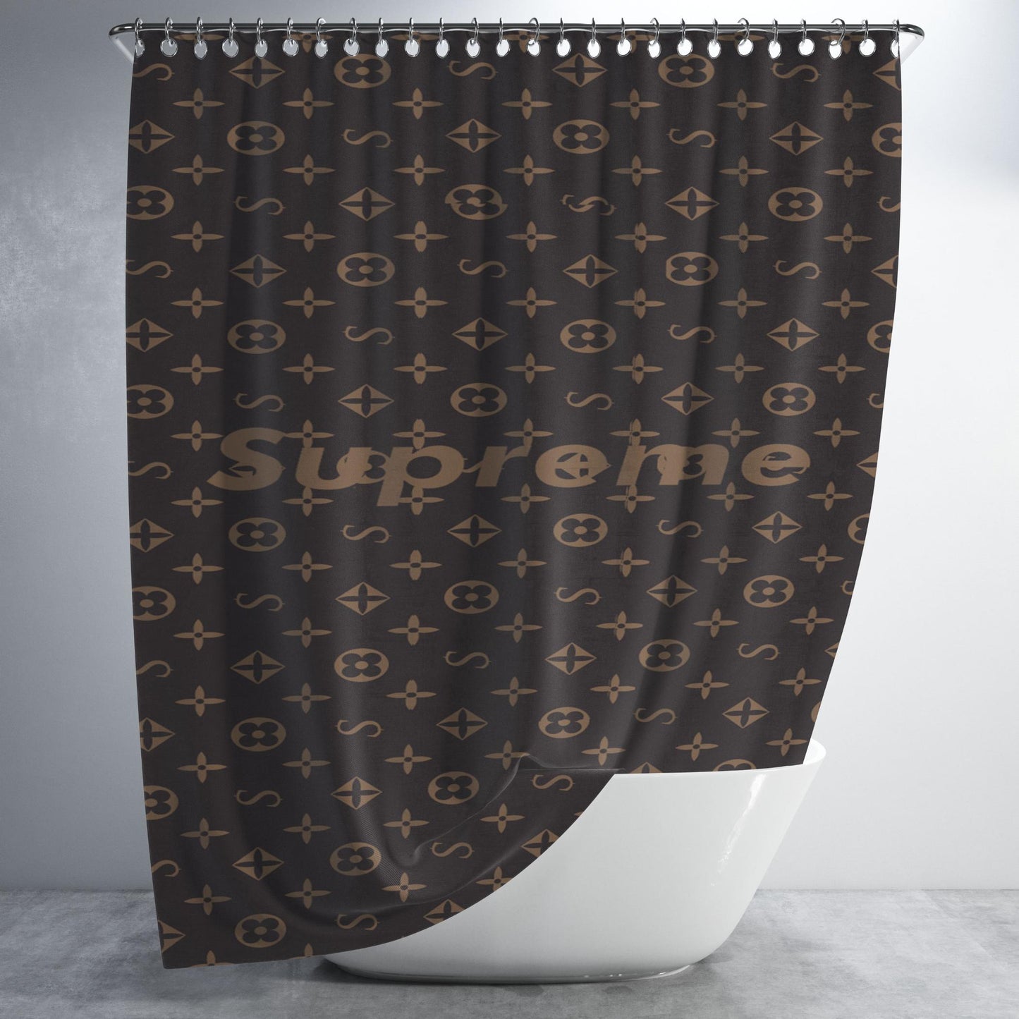 Louis Vuitton Supreme Bathroom Shower Curtain Fabric Waterproof | 66 X 72 Inch