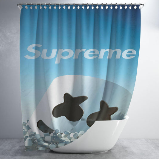 Marshmello Supreme Bathroom Shower Curtain Fabric Waterproof | 66 X 72 Inch