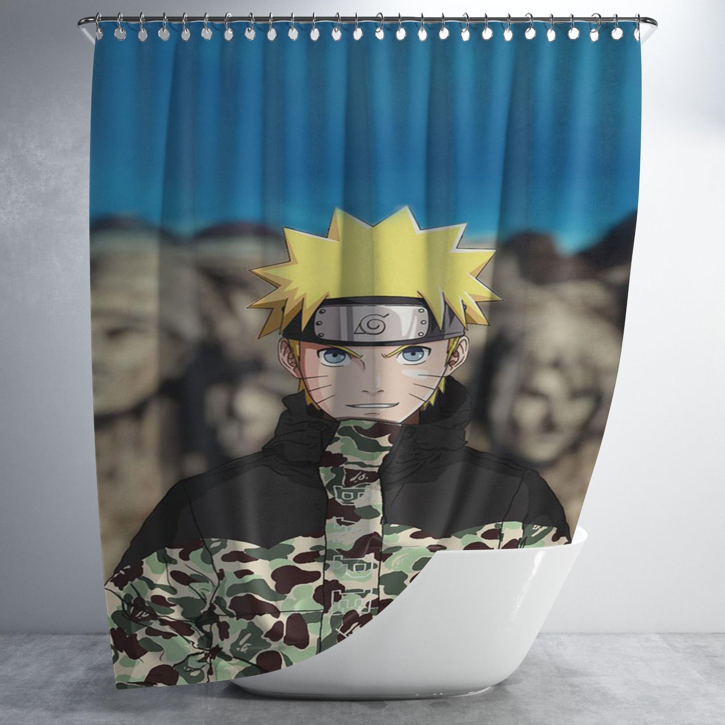 Naruto Cool Supreme Camo Bape Bathroom Shower Curtain Fabric Waterproof | 66 X 72 Inch