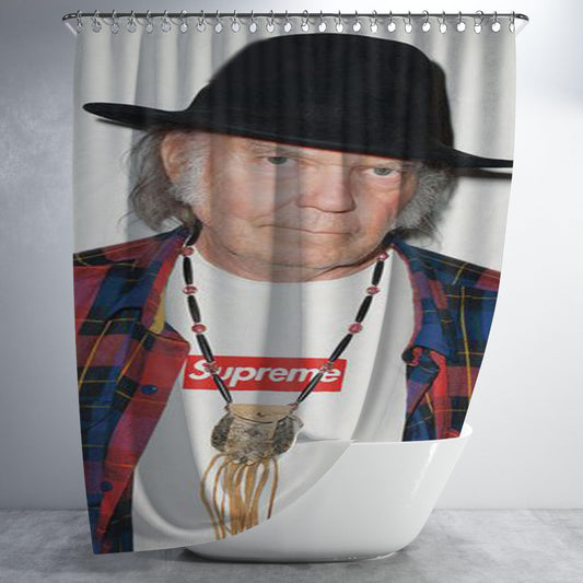 Neil Young For Supreme Bathroom Shower Curtain Fabric Waterproof | 66 X 72 Inch