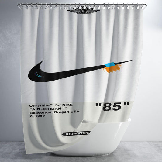 Off White For Nike X Air Jordan Bathroom Shower Curtain Fabric Waterproof | 66 X 72 Inch