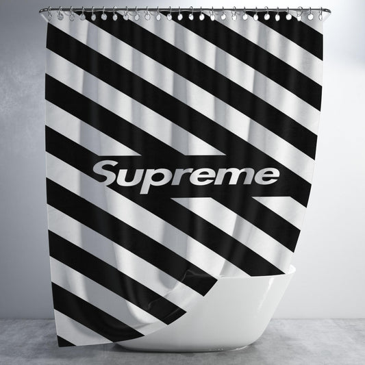 Off White Supreme 2 Bathroom Shower Curtain Fabric Waterproof | 66 X 72 Inch