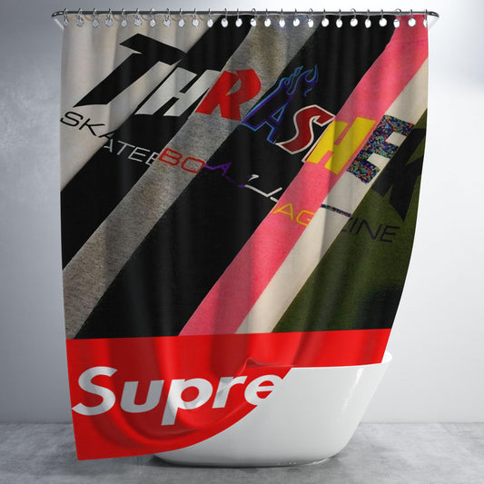 Outfits With A Black Flame Thrasher Shirt X Supreme Bathroom Shower Curtain Fabric Waterproof | 66 X 72 Inch