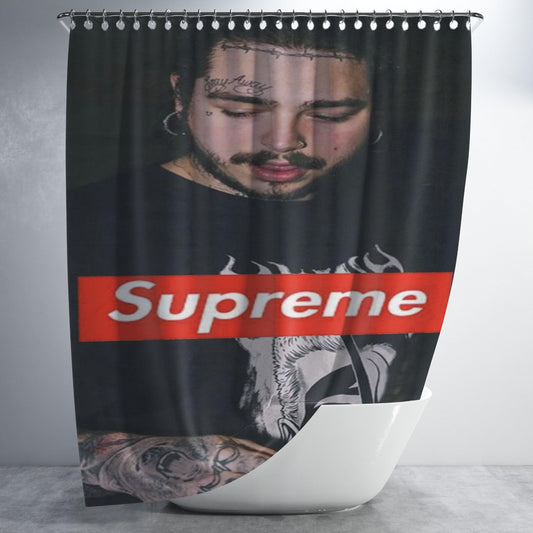 Postmalone Supreme  Bathroom Shower Curtain Fabric Waterproof | 66 X 72 Inch