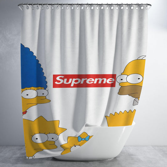 Simpson Family Supreme White Bathroom Shower Curtain Fabric Waterproof | 66 X 72 Inch