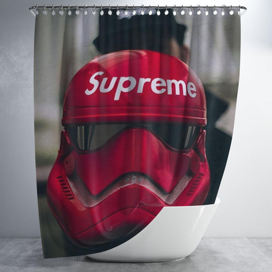 Stormtrooper Supreme Helmet Bathroom Shower Curtain Fabric Waterproof | 66 X 72 Inch