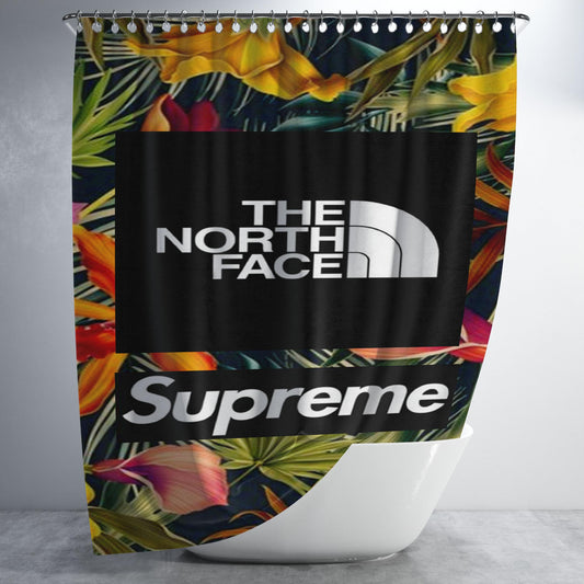Supreme And The North Face Bathroom Shower Curtain Fabric Waterproof | 66 X 72 Inch