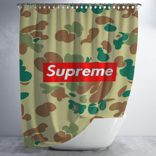 Supreme Army Bathroom Shower Curtain Fabric Waterproof | 66 X 72 Inch