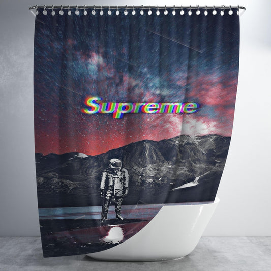 Supreme Astronaut Bathroom Shower Curtain Fabric Waterproof | 66 X 72 Inch