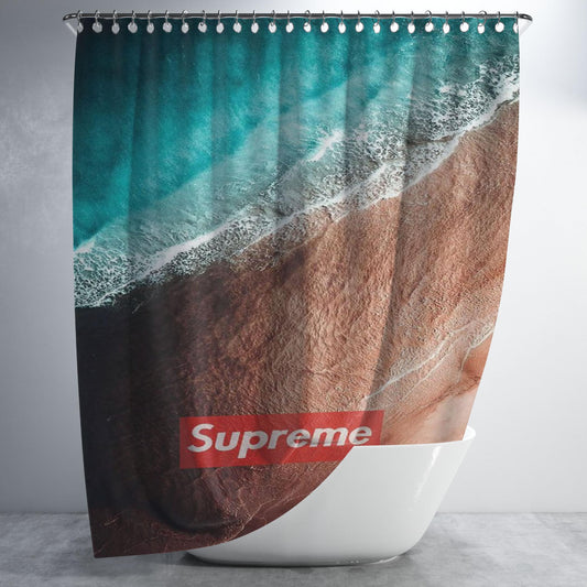 Supreme Beach Bathroom Shower Curtain Fabric Waterproof | 66 X 72 Inch