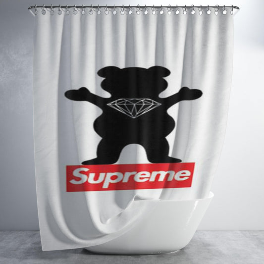 Supreme Bear Diamond Bathroom Shower Curtain Fabric Waterproof | 66 X 72 Inch