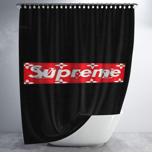 Supreme Box Louis Vuitton Logo Bathroom Shower Curtain Fabric Waterproof | 66 X 72 Inch