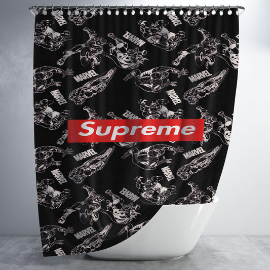 Supreme Bw Marvel Superheroes Bathroom Shower Curtain Fabric Waterproof | 66 X 72 Inch