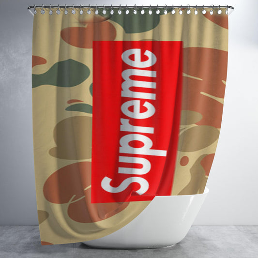 Supreme Camo Horizontal Bathroom Shower Curtain Fabric Waterproof | 66 X 72 Inch