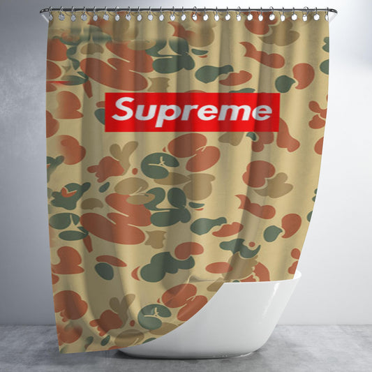 Supreme Camo Vertical Bathroom Shower Curtain Fabric Waterproof | 66 X 72 Inch