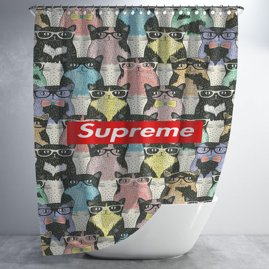 Supreme Cats Bathroom Shower Curtain Fabric Waterproof | 66 X 72 Inch