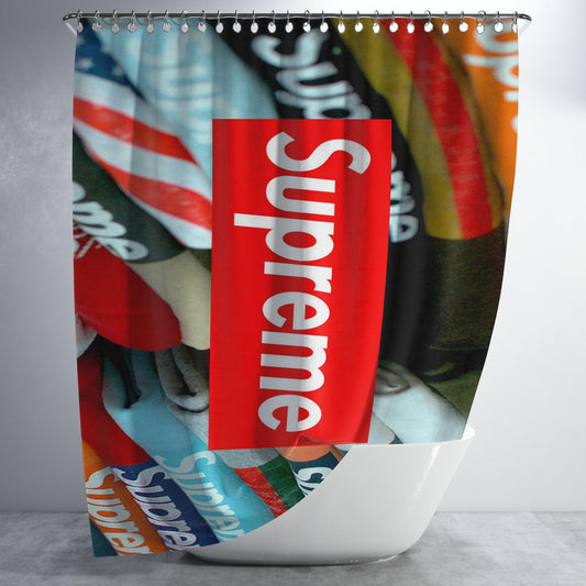 Supreme Clothing Bathroom Shower Curtain Fabric Waterproof | 66 X 72 Inch