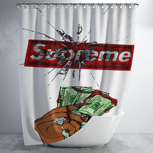 Supreme Dolar Blink Miror Bathroom Shower Curtain Fabric Waterproof | 66 X 72 Inch