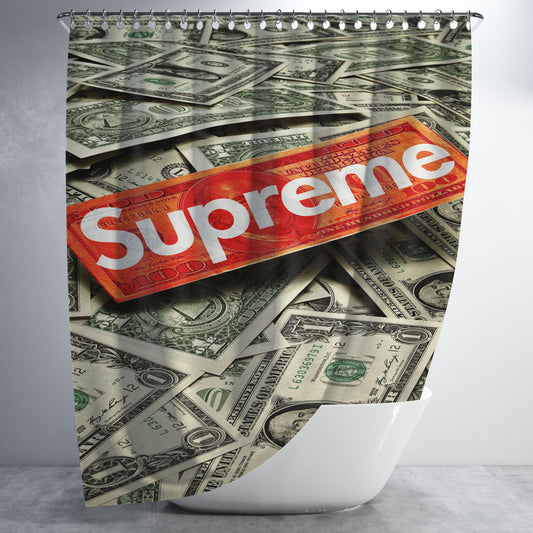 Supreme Dollars Bathroom Shower Curtain Fabric Waterproof | 66 X 72 Inch