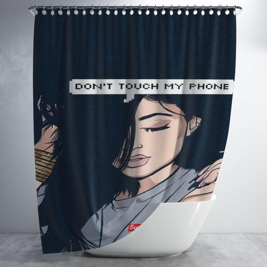 Supreme Dont Touch My Phone Bathroom Shower Curtain Fabric Waterproof | 66 X 72 Inch