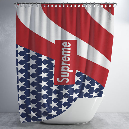 Supreme Flag Bathroom Shower Curtain Fabric Waterproof | 66 X 72 Inch