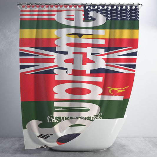Supreme Flags Box Logo Sticker Bathroom Shower Curtain Fabric Waterproof | 66 X 72 Inch