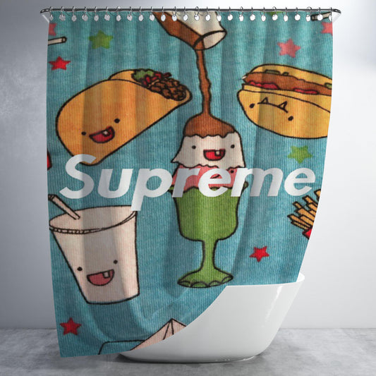 Supreme Food And Drink Bathroom Shower Curtain Fabric Waterproof | 66 X 72 Inch