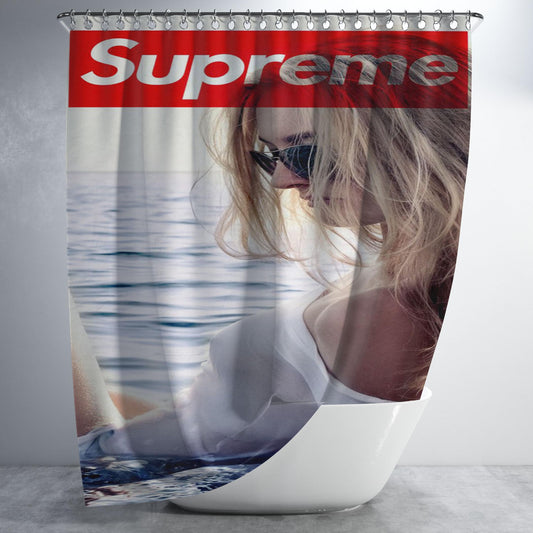 Supreme Girl Beautiful Beach Bathroom Shower Curtain Fabric Waterproof | 66 X 72 Inch