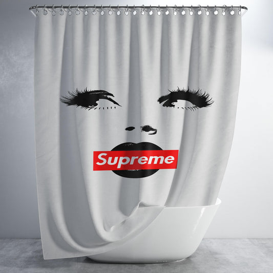 Supreme Girly Black And White Bathroom Shower Curtain Fabric Waterproof | 66 X 72 Inch