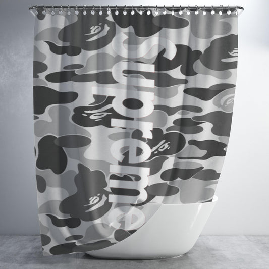 Supreme Grey Bathroom Shower Curtain Fabric Waterproof | 66 X 72 Inch