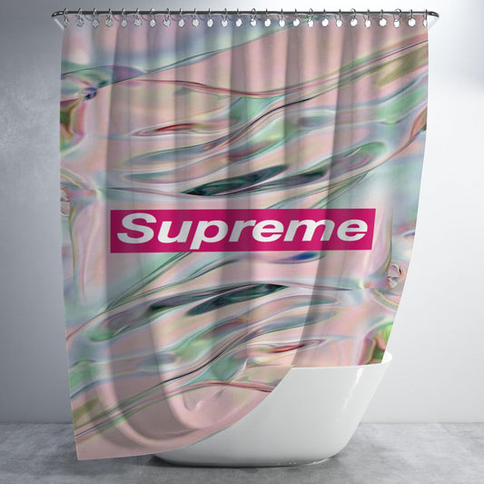 Supreme Holograma Bathroom Shower Curtain Fabric Waterproof | 66 X 72 Inch