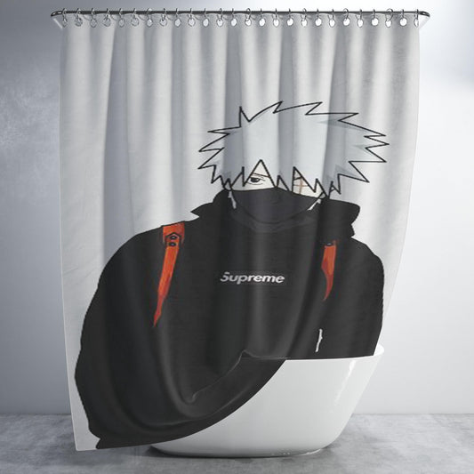Supreme Hoodie Kakashi Bathroom Shower Curtain Fabric Waterproof | 66 X 72 Inch