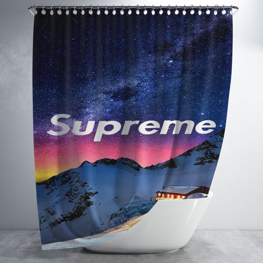 Supreme In The Sky Bathroom Shower Curtain Fabric Waterproof | 66 X 72 Inch