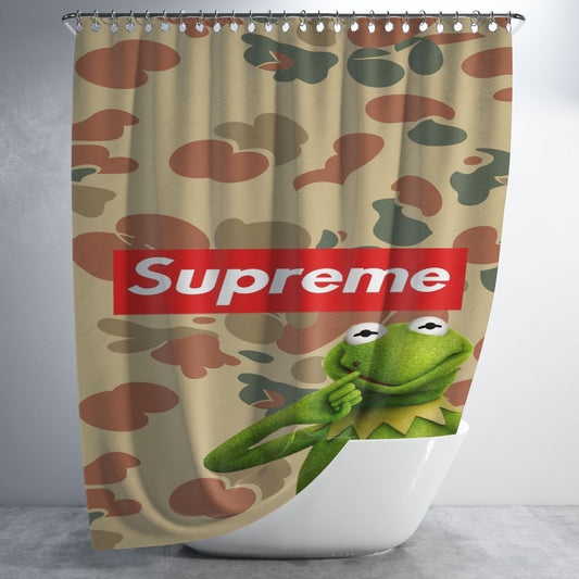 Supreme Kermit Camouflage Bathroom Shower Curtain Fabric Waterproof | 66 X 72 Inch