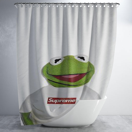 Supreme Kermit Frog Sesame Street Bathroom Shower Curtain Fabric Waterproof | 66 X 72 Inch