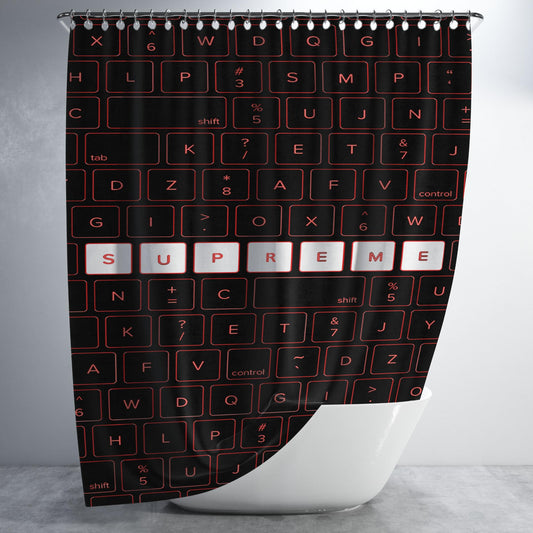 Supreme Keyboard Bathroom Shower Curtain Fabric Waterproof | 66 X 72 Inch