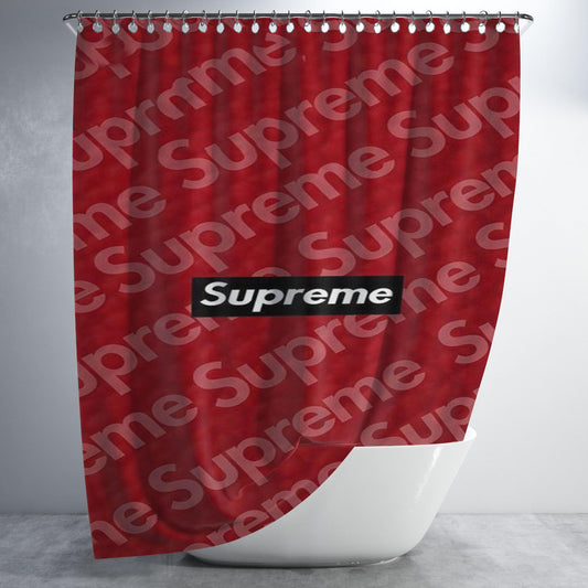 Supreme Logo Collage Bathroom Shower Curtain Fabric Waterproof | 66 X 72 Inch